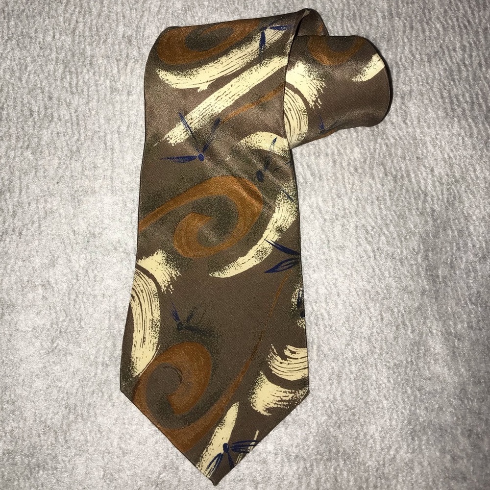 Vintage Men's Pierre Cardin Brown Silk Tie